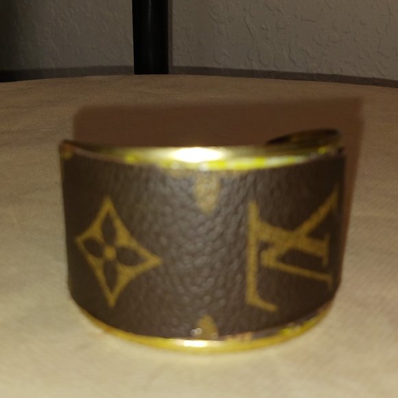 LV Monogram Bracelet Monogram Canvas Upcycled Cuff Bracelet - Picture 3 of 7